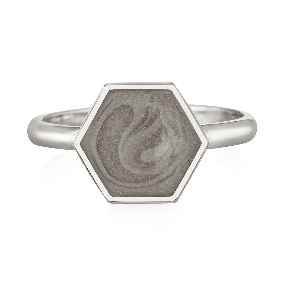Large Hexagon Stacking Cremation Ring in Sterling Silver