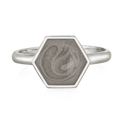 Large Hexagon Stacking Cremation Ring in Sterling Silver
