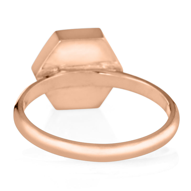 A photo of the 14K Rose Gold Large Hexagon Stacking Ring by close by me from the back