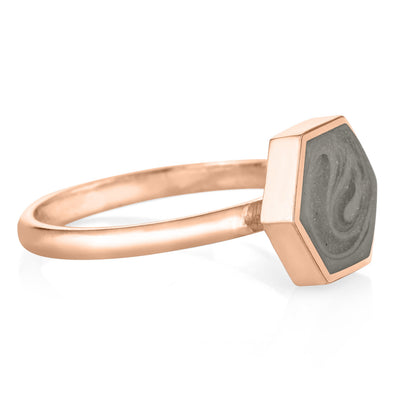 A photo of the 14K Rose Gold Large Hexagon Stacking Ring by close by me from the side
