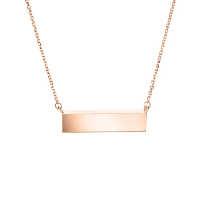 This photo shows close by me jewelry's 14K Rose Gold Lateral Bar Cremains Necklace from the back