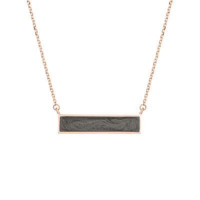 This photo shows close by me jewelry's 14K Rose Gold Lateral Bar Cremains Necklace from the front