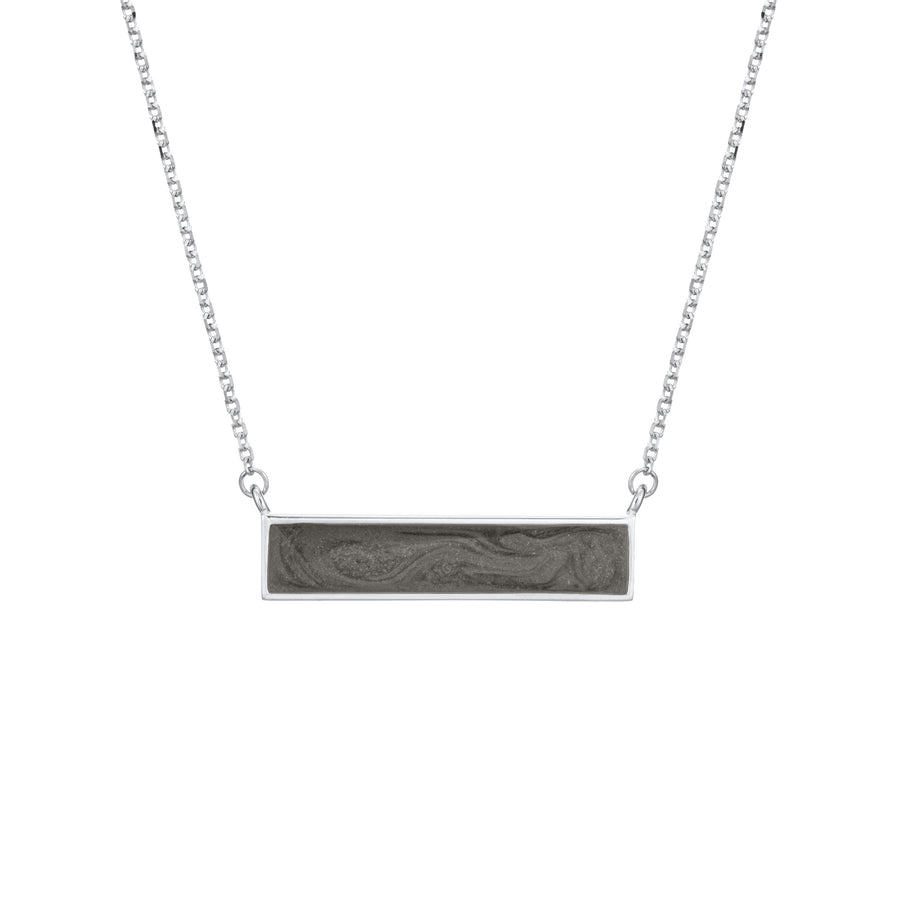 This photo shows close by me jewelry's 14K White Gold Lateral Bar Cremains Necklace from the front