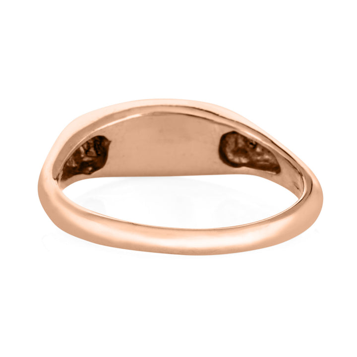 A photo that shows close by me's Lateral Marquee Signet Cremation Ring in 14K Rose Gold from the back