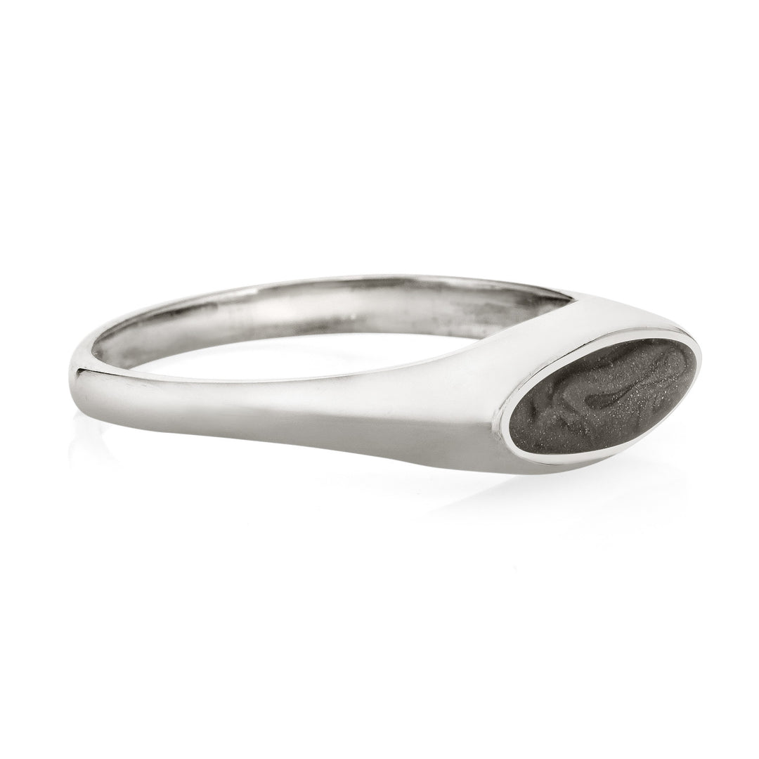 This is a photo of close by me's Sterling Silver Lateral Marquee Ring from the side