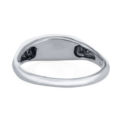 A photo that shows close by me's Lateral Marquee Signet Ring design in 14K White Gold from the back