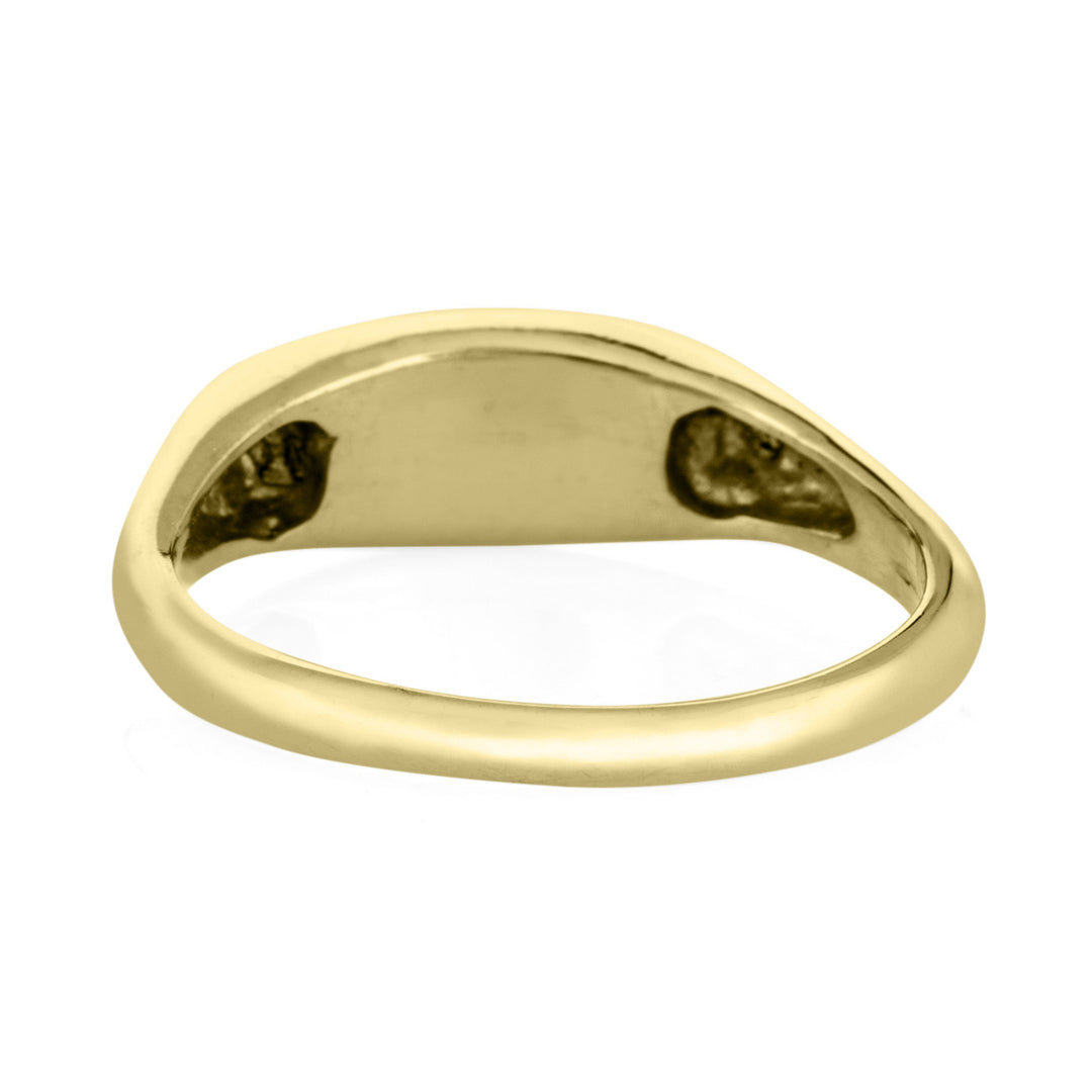 Pictured here is the 14K Yellow Gold Lateral Marquee Signet Ring by close by me from the back