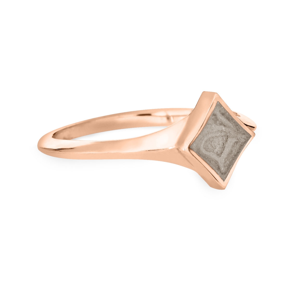 Pictured here is the Luminary Ashes Ring design by close by me jewelry in 14K Rose Gold from the side