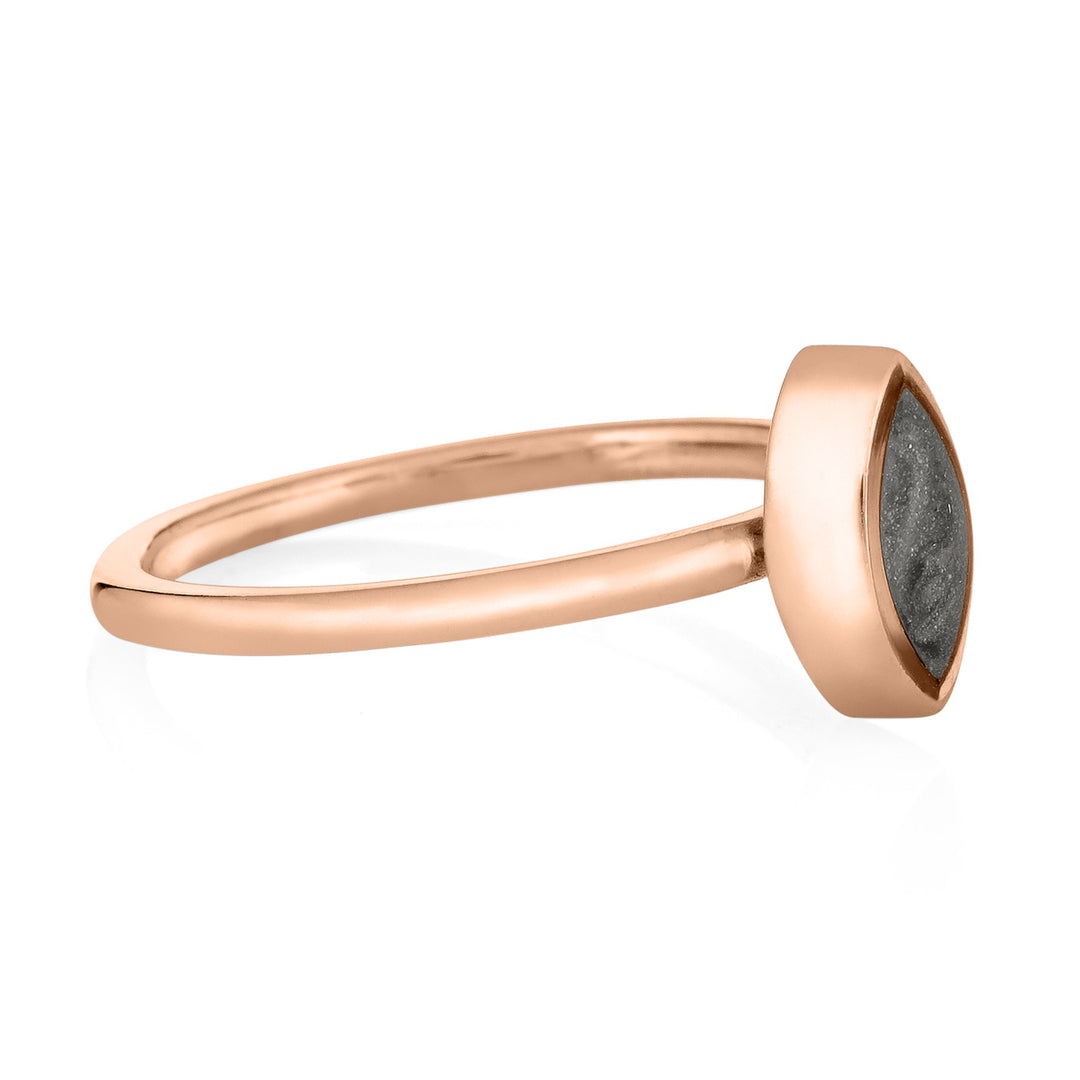 Pictured here is close by me jewelry's 14K Rose Gold Marquee Stacking Ring from the side
