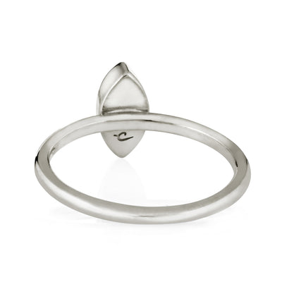 Pictured here is close by me jewelry's Sterling Silver Marquee Stacking Cremation Ring from the back