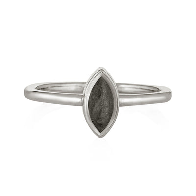 Pictured here is close by me jewelry's Sterling Silver Marquee Stacking Cremation Ring from the front