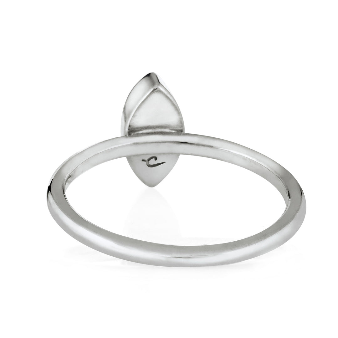 Pictured here is close by me jewelry's Marquee Stacking Ring in 14K White Gold from the back