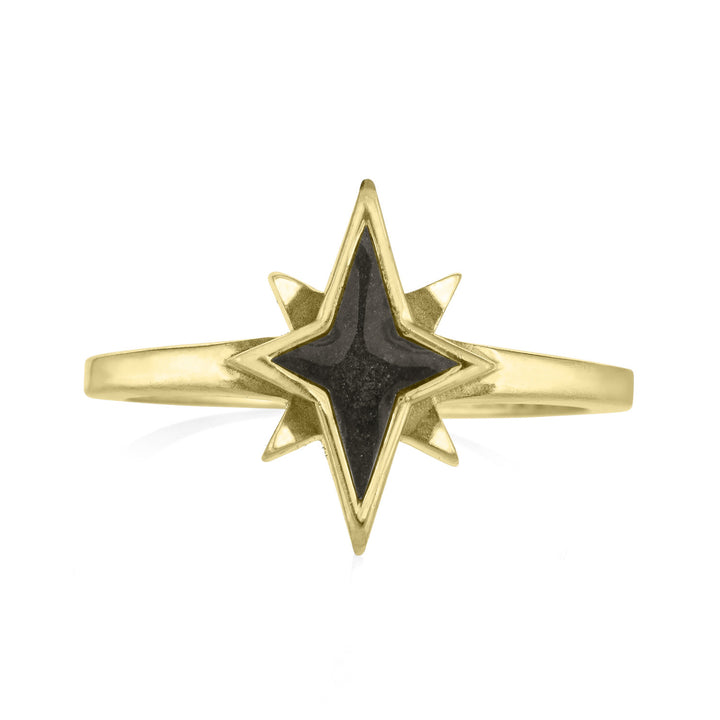 North Star Cremation Ring in 14K Yellow Gold