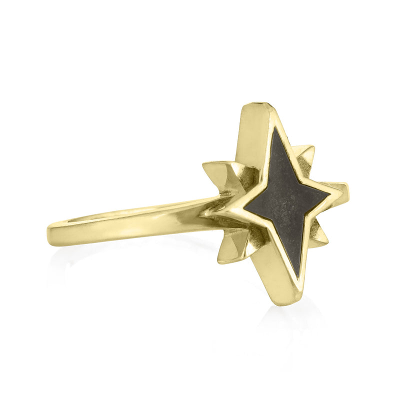 North Star Cremation Ring in 14K Yellow Gold