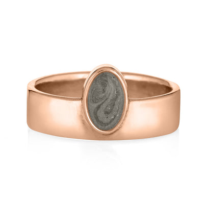 Pictured here is close by me jewelry's 14K Rose Gold Oval Crown Ashes Ring from the front