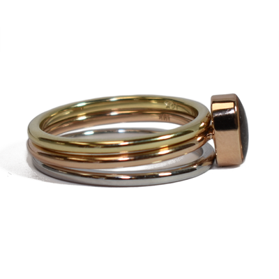 Rainbow Stacking Set | Oval Cremation Stacking Ring Set in Tricolor 14K Gold