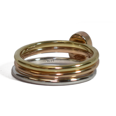 Rainbow Stacking Set | Oval Cremation Stacking Ring Set in Tricolor 14K Gold