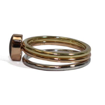 Rainbow Stacking Set | Oval Cremation Stacking Ring Set in Tricolor 14K Gold