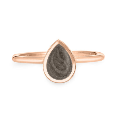 Pictured here is close by me jewelry's Pear Stacking Cremation Ring in 14K Rose Gold from the front