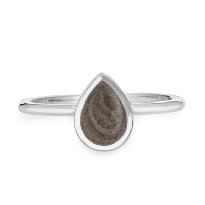Pictured here is the Pear Stacking Cremation Ring in 14K White Gold by close by me jewelry from the front