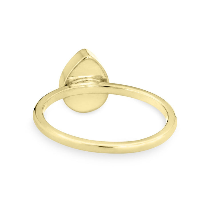 Pictured here is the 14K Yellow Gold Pear Stacking Cremation Ring by close by me jewelry from the back