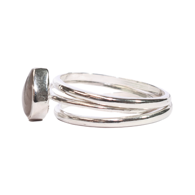 This photo shows the Sterling Silver Pear Cremated Remains Stacking Ring Set designed by close by me jewelry from the side