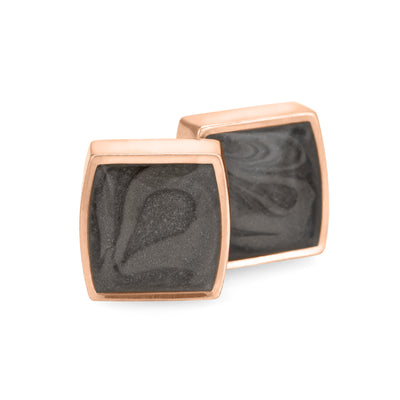 Square Cremation Cufflinks in 14K Rose Gold