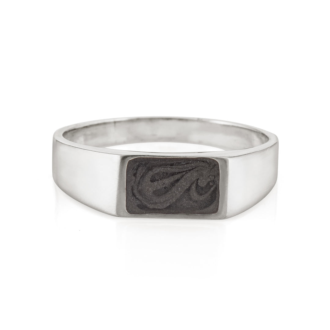 Shown here is close by me jewelry's Sterling Silver Men's Rectangle Signet Ring from the front