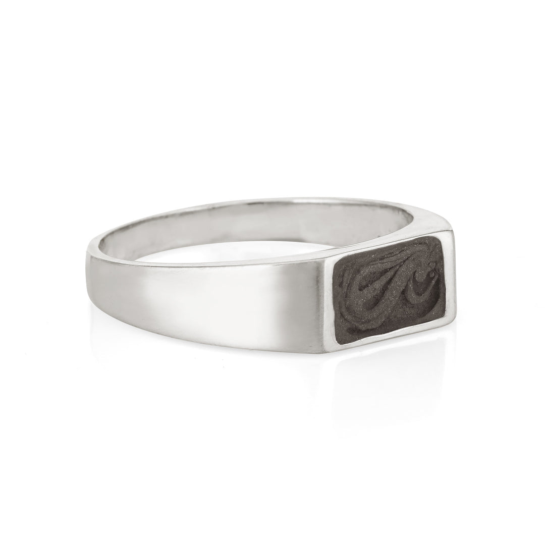 Shown here is close by me jewelry's Sterling Silver Men's Rectangle Signet Ring from the side