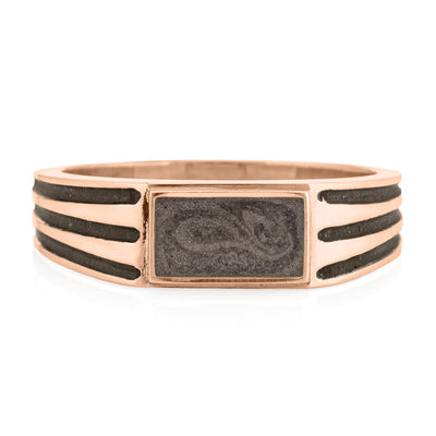 Pictured here is close by me's Ridged Rectangle Signet Ring from the front