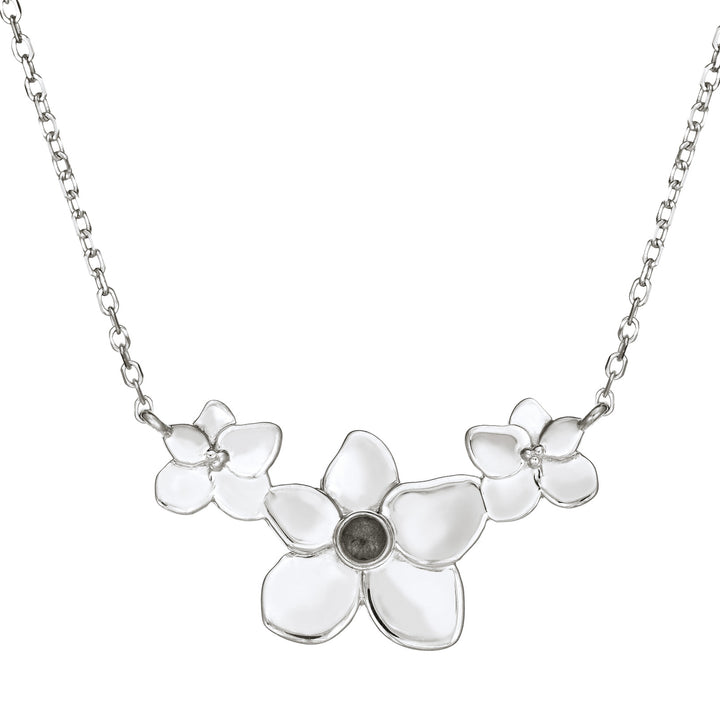 Hydrangea Cluster Cremation Necklace in Sterling Silver