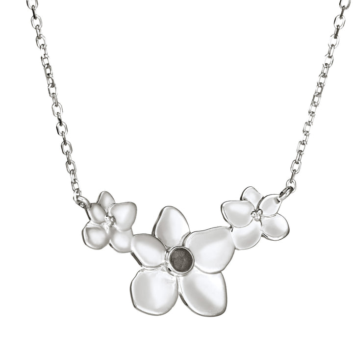 Hydrangea Cluster Cremation Necklace in Sterling Silver