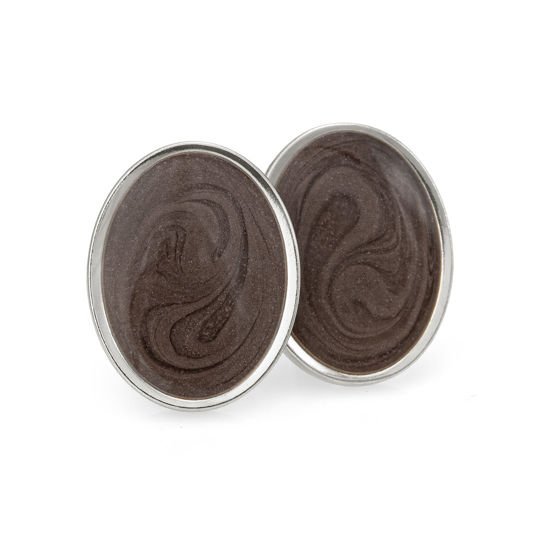 Oval Cremation Cufflinks in Sterling Silver
