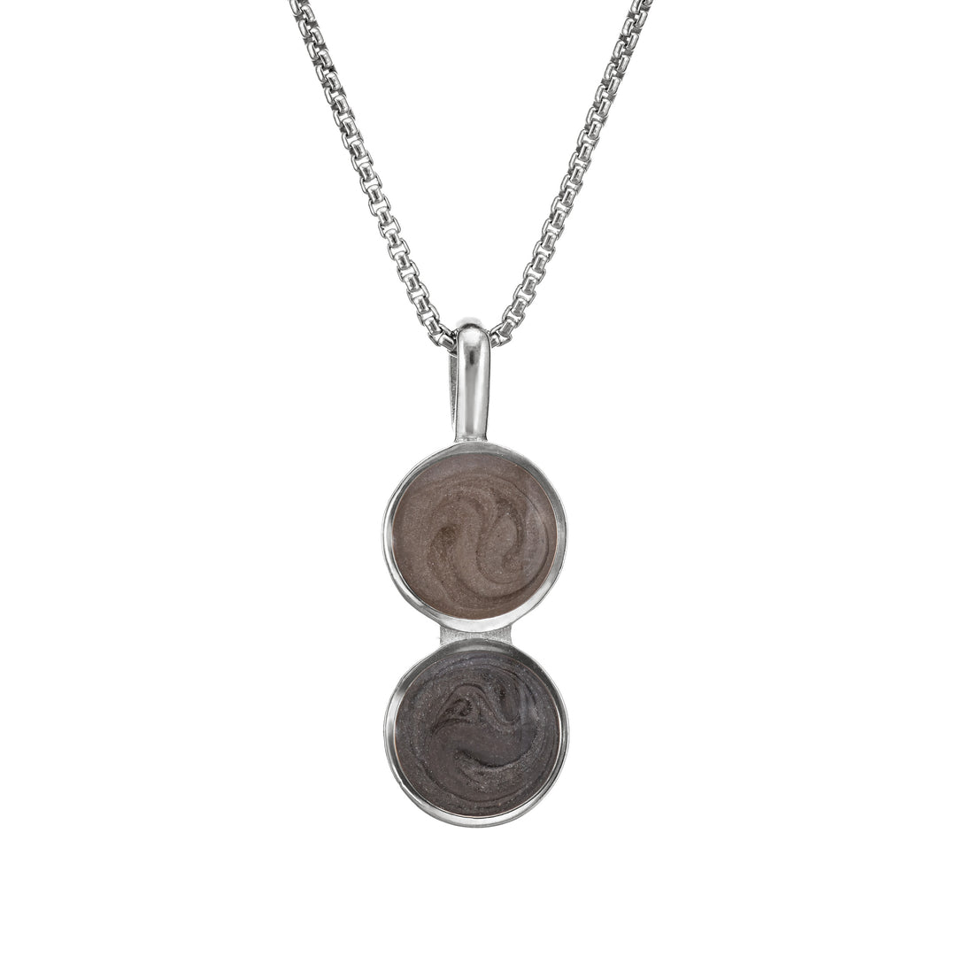 Double Circle Setting Cremation Necklace in Sterling Silver