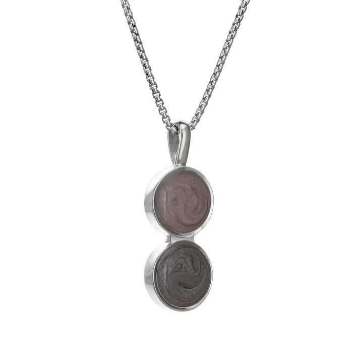 Double Circle Setting Cremation Necklace in Sterling Silver