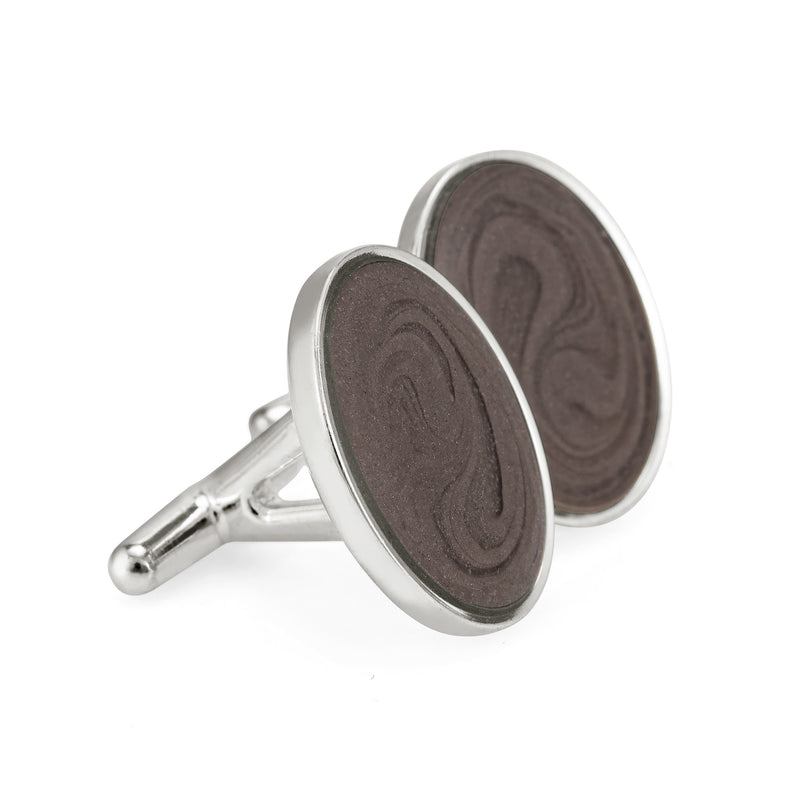 Oval Cremation Cufflinks in Sterling Silver