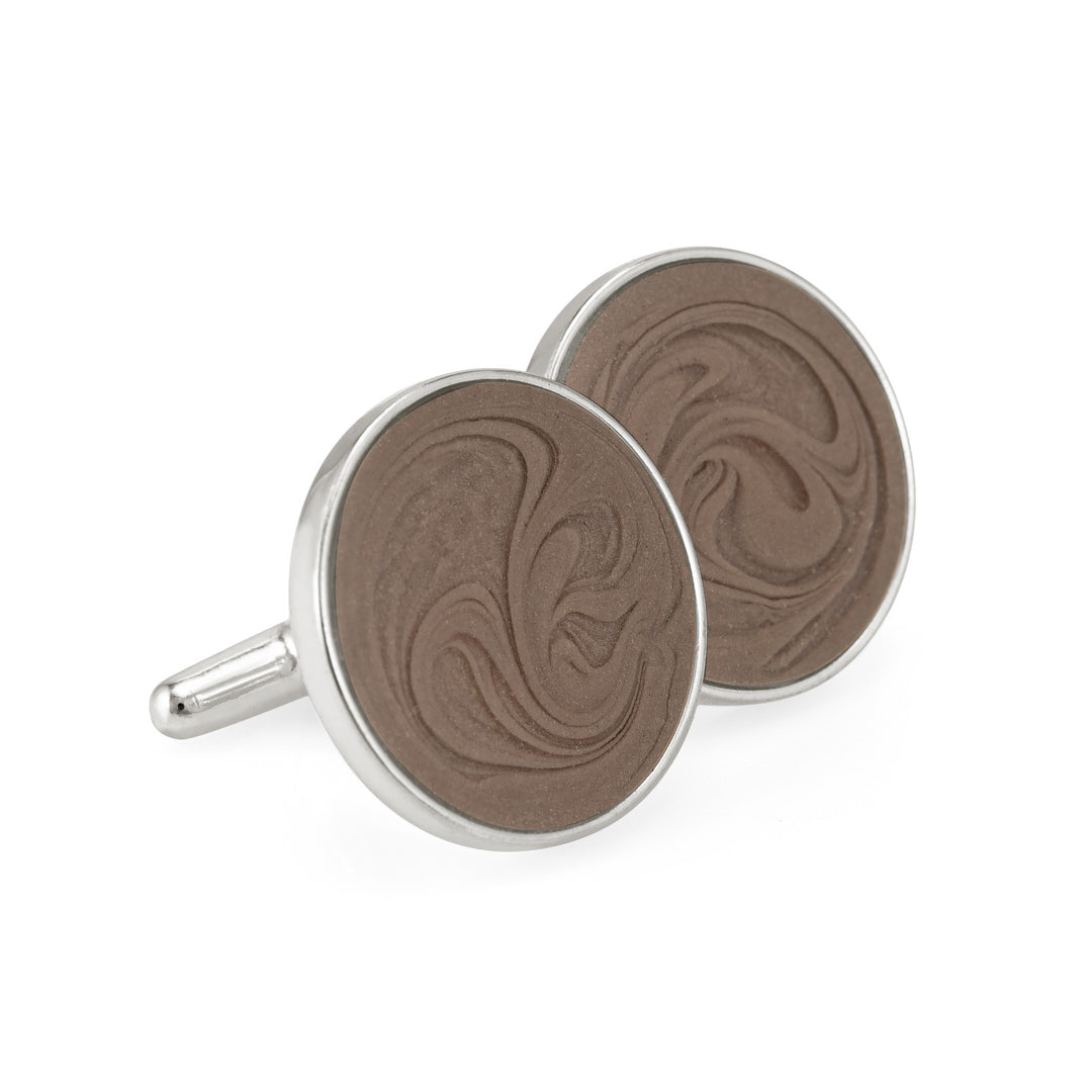 Circle Cremation Cufflinks in Sterling Silver