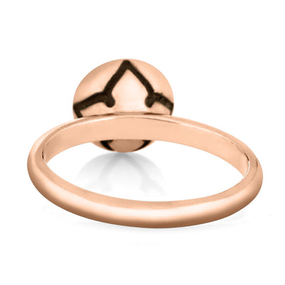 Pictured here is close by me jewelry's 14K Rose Gold Signature Lotus Stackable Band Ashes Ring from the back
