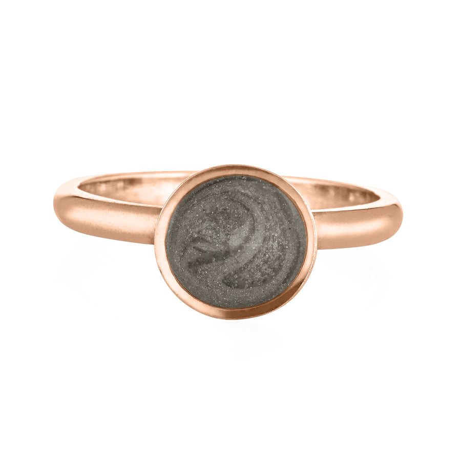 Pictured here is close by me jewelry's 14K Rose Gold Signature Lotus Stackable Band Ashes Ring from the front