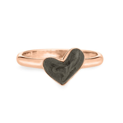 This photo shows the 14K Rose Gold Signature Heart Ashes Stackable Band Ring designed by close by me jewelry from the front