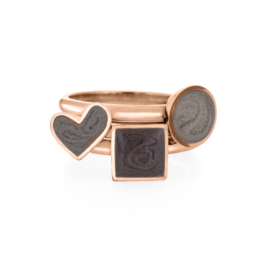 Pictured here is close by me jewelry's Signature Stackable Band Ring set in 14K Rose Gold from the front