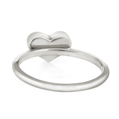 Pictured here is the Small Heart Stacking Ashes Ring designed by close by me jewelry in Sterling Silver from the back
