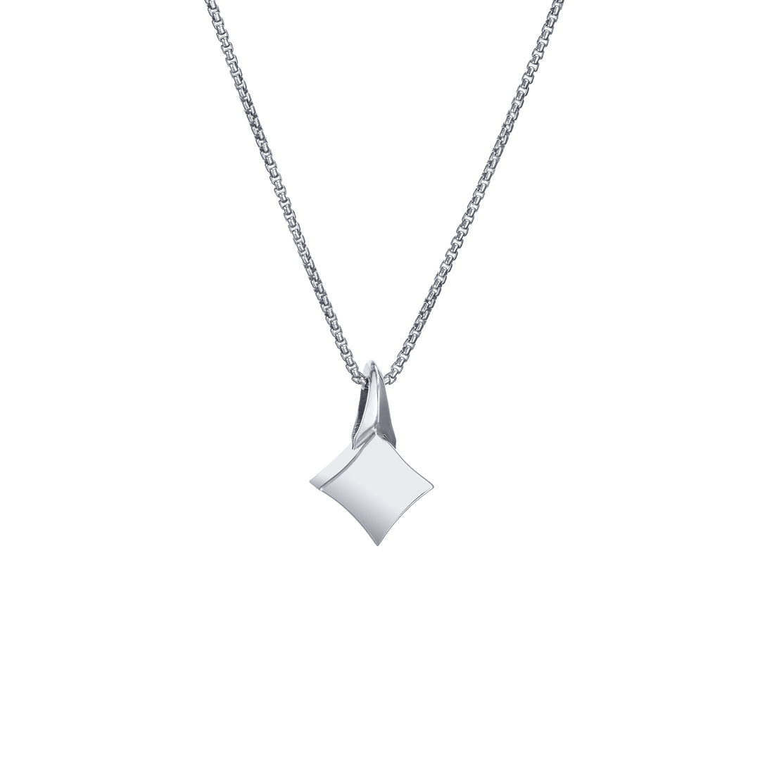 This photo shows the Small Luminary Pendant design with ashes in 14K White Gold by close by me jewelry from the back