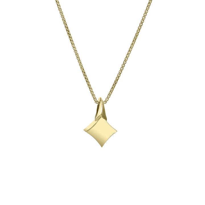 Pictured here is close by me jewelry's 14K Yellow Gold Small Luminary Necklace with ashes from the back