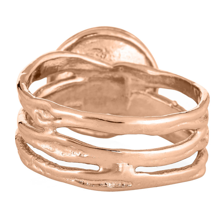 A photo of the 14K Rose Gold Textured Band Ring by close by me from the back