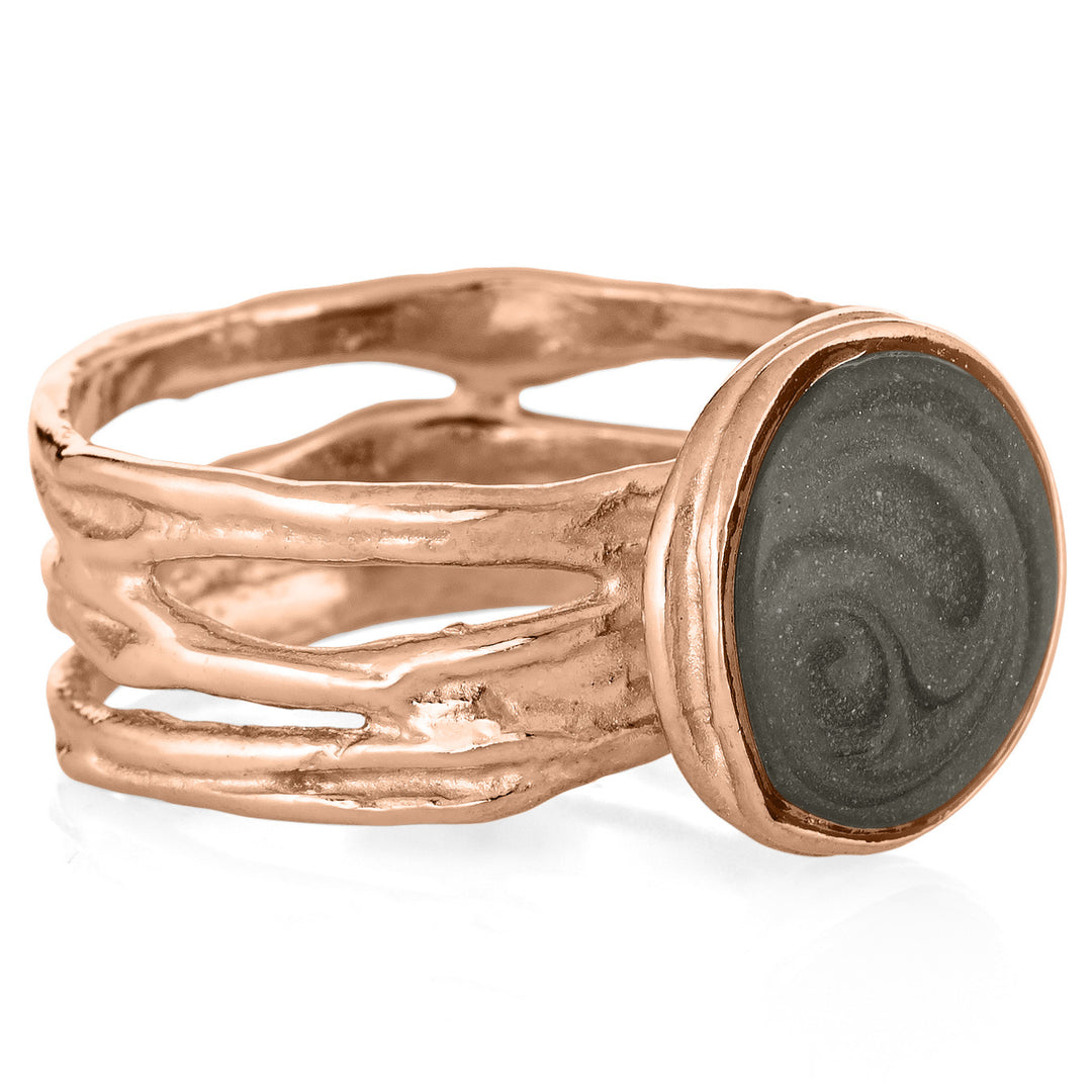 A photo of the 14K Rose Gold Textured Band Ring by close by me from the side