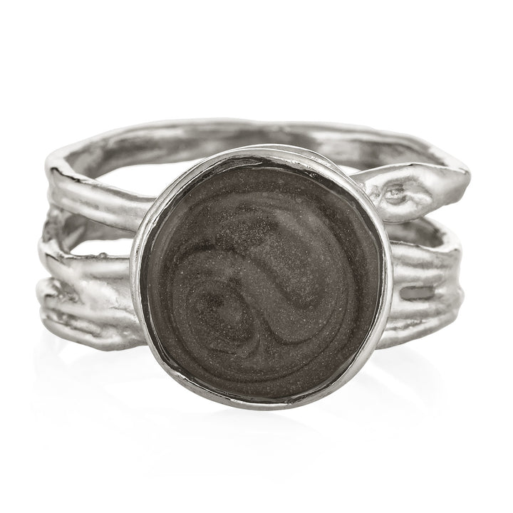 Pictured here is close by me's Sterling Silver Textured Band Ring from the front