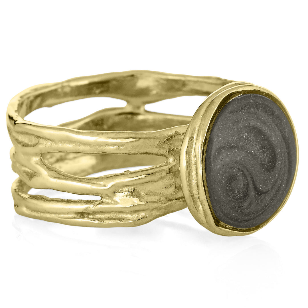 A photo of close by me's Textured Band Ring design in 14K Yellow Gold from the side