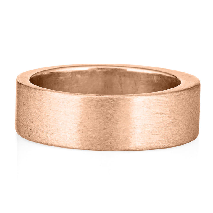 This photo shows the Three Setting Classic Men's Band Ashes Ring, designed by close by me jewelry in 14K Rose Gold, from the back
