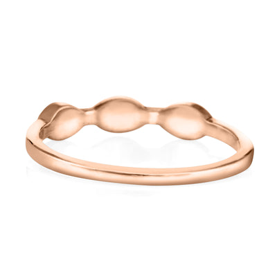 Pictured here is the Three Setting Ashes Ring design in 14K Rose Gold by close by me jewelry from the back to show the inside of the band and back of the setting